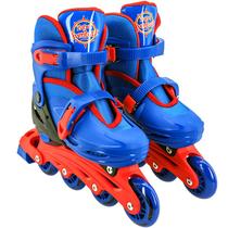 Patins 2 em 1 ajustável tamanho M 34-37 com kit radical de proteção Turma da Aventura azul 60 kg