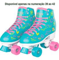 Patins 4 Rodas Azul E Rosa Rollerskate 35 a 38 Ajustavel