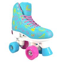 Patins 4 Rodas Clássico Azul Love Ajustável 31 ao 34 Roller