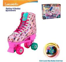 Patins 4 Rodas Infantil Menina Ajustável Com Luz Lançamento.