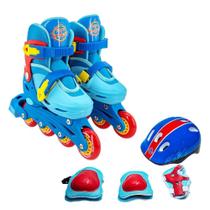 Patins 4 Rodas Infantil Regulavel 34-37 Kit Proteção Patins 4 Rodas Infantil Regulavel 34-37 Kit Proteção
