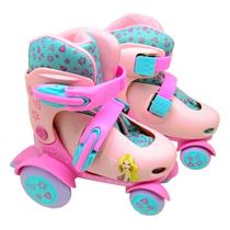 Patins 4 Rodas Infantil Retro Rosa Menina Roller Skate 27/30 - Dm Toys