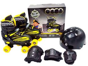 Patins 4 Rodas Infantil Unitoys Quad Preto - com Acessórios