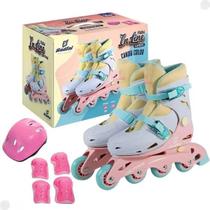 Patins 4 Rodas Inline Roxo Com Kit de Proteção 30 ao 33 AD03RX Fênix