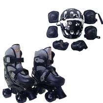 Patins 4 Rodas Preto Com Kit De Proteção Elite Tamanho:28/31