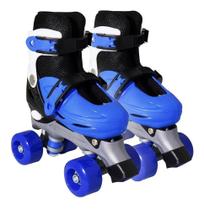 Patins 4 Rodas Retrô Clássico Infantil Menino Menina Roller Azul Tamanho 35 a 38