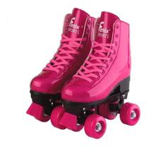Patins 4 Rodas Retrô Pink Glitter 31 ao 34 Roller Skate - FENIX