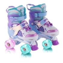 Patins 4 Rodas Roxo Sereia Com Luz De Led E Glitter Top Patins Menina