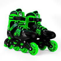 Patins 4 Rodas Verde Infantil Roller Com Regulagem Rodinha Com Luz