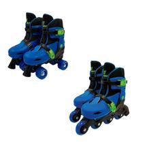 Patins Ajustável 2 Em 1 In Line E 4 Rodas 34-37 Fenix Azul