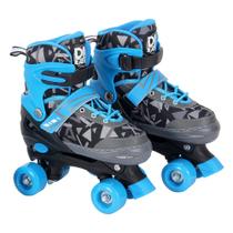 Patins Azul Roller Ajustável Tamanho M 34-37 Com Acessórios - Dm Toys Patins Azul Roller Ajustável Tamanho M 34-37 Com Acessórios - Dm Toys