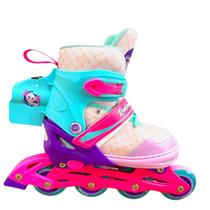 Patins Bom Led Fumaça Tam 34 37 Infantil Rosa Smoke Feminino