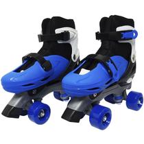 Patins Clássico Quad 4 Rodas Roller de Rua Masculino Azul Tamanho 33 34 35 36 Importway BW-016-AZ