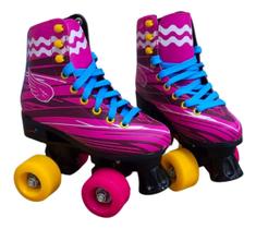 Patins Clássico Tradicional Quad Roller Retro Bota BW020R - Rosa - Importway