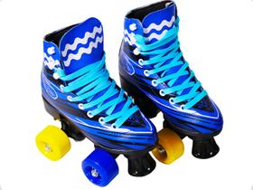 Patins Com 4 Rodas Bw020 Roller Clássico Quad Azul 30-31 Com Sistema De Freio Frontal Para Maior Segurança