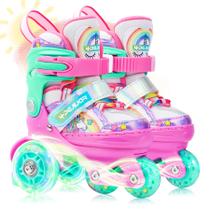 Patins de 4 peças Rainbow Unicorn para meninas de 2 a 4 e 5 a 8 anos
