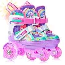 Patins de 4 peças Rainbow Unicorn para meninas de 2 a 8 anos Patins de 4 peças Rainbow Unicorn para meninas de 2 a 8 anos