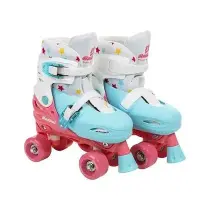 Patins de 4 Rodas Roller Skate Ajustáveis Tamanho 34 ao 37 Azul e Branco