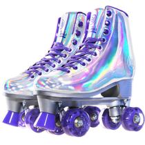 Patins de patins JajaHoho holográficos de cano alto clássicos femininos 7