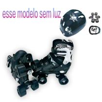 Patins Dinossauro Azul De 4 Rodas Meninos Com Proteção + Led