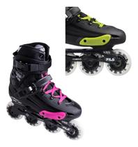 Patins Fila Nrk Preto Com Acessórios 80mm/84a Abec 7 Patins Fila Nrk Preto Com Acessórios 80mm/84a Abec 7