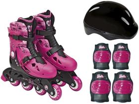 Patins In Line Infantil Barbie Fun Rosa e Preto