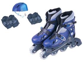 Patins in Line Infantil Fênix AD-01 Azul - com Acessórios