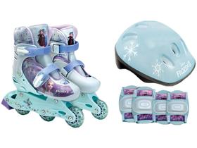 Patins in Line Infantil Fun Frozen Azul e Branco - com Acessórios