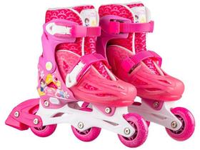 Patins In Line Infantil Multkids 2 em 1 - Disney Princess Rosa com Acessórios