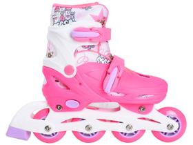 Patins in Line Infantil Princess Lulie Sport ML005 Rosa com Acessórios