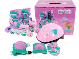 Patins in Line Unitoys 3 em 1 Rosa com Acessórios