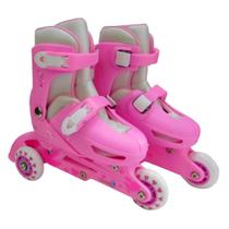 Patins infantil 03 rodas tamanho ajustavel do 27 ao 30 rosa fashion