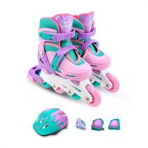 Patins Infantil 3 em 1 com Kit de Proteção Tam. 30 a 33 Rosa Claro Unitoys Patins Infantil 3 em 1 com Kit de Proteção Tam. 30 a 33 Rosa Claro Unitoys