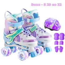Patins Infantil 4 Rodas Ajustável Rodinha Led Sereia + Kit Proteção Patins Infantil 4 Rodas Ajustável Rodinha Led Sereia + Kit Proteção
