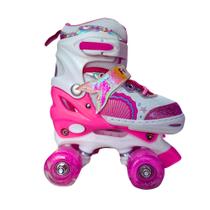 Patins Infantil 4 Rodas Ajustável Sereia C/ Led Nas Rodas