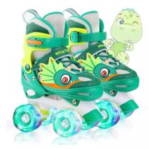 Patins Infantil 4 Rodas ARCO IRIS Com Luz De Led Top Patins Criança Menina Menino