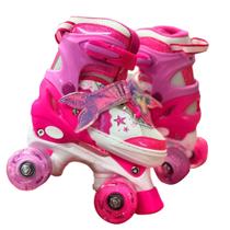 Patins Infantil 4 Rodas ARCO IRIS Com Luz De Led Top Patins Criança Menina Menino