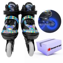 Patins Infantil 4 Rodas Criança Menino Azul Unitoys Led Luz