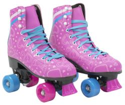 Patins Infantil 4 Rodas Feminino quad Roller e Skate Rosa 37-38 - BBR toys