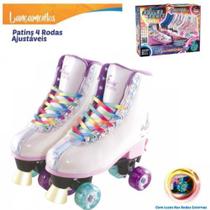 Patins Infantil 4 Rodas Menina Ajustável Com Led Exclusivo - FÊNIX