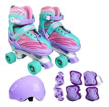 Patins Infantil 4 Rodas Roller com Kit de Proteção Violeta 30 ao 33 - UNITOYS