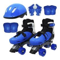 Patins Infantil Adulto Importway Roller Ajustável 31/34 Com Kit De Proteção Azul - Importway Sport