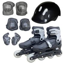 Patins Infantil Adulto In Line 4 Rodas Importway Ajustável 39 ao 42 Preto