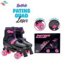 Patins Infantil Ajustável (34-37) Quad Laser Unitoys - Rosa