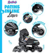 Patins Infantil Ajustável (37-41) Laser Inline - Preto/Azul