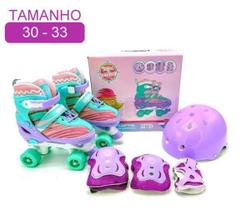 Patins Infantil Ajustável Com Kit De Proteção 30-33 Unitoys