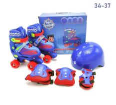 Patins Infantil Ajustável com Kit De Proteção (34-37) Azul - Unitoys