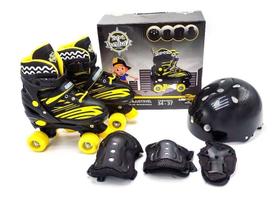 Patins Infantil Ajustável Com Kit De Proteção 34-37