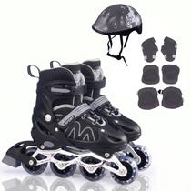 Patins Infantil Ajustável Roller Kit Proteção Completo Patins Infantil Ajustável Roller Kit Proteção Completo