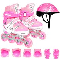Patins Infantil Ajustável Rosa 30-37 Com Freio Traseiro Roller Com Kit De Proteção Completo - Zippy Toys Patins Infantil Ajustável Rosa 30-37 Com Freio Traseiro Roller Com Kit De Proteção Completo - Zippy Toys